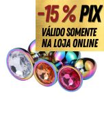 PLUG ANAL DE AÇO COLORIDO COM PEDRA DE CRISTAL  - TAMANHO G 