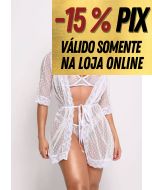 CONJUNTO EM RENDA COM 3 PEÇAS: SUTIÃ, CALCINHA E ROBE