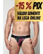 JOCK PRETA TULE COM FLORES VERMELHAS COM FORRO