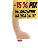 PÊNIS RAMBO COM ESCROTO E VIBRO 23 X 5 CM - REAL PETER