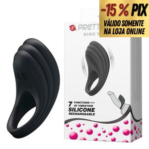 ANEL PENIANO COM VIBRADOR - 7 MODOS DE VIBRAÇÃO - PRETTY LOVE
