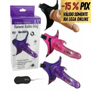 CINTA COM PRÓTESE JELLY COM VIBRO E ESTIMULADOR DE CLITÓRIS 