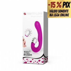 MÁGIC TONGUE - VIBRADOR PONTO G E ESTIMULADOR DE CLITÓRIS - PRETTY LOVE