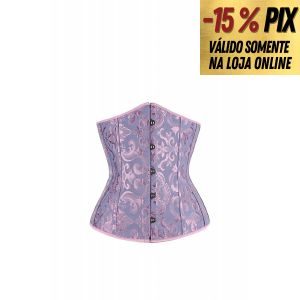 MINI CORSELET AZUL E ROSA BORDADO