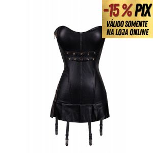 CORSELET MINI VESTIDO PRETO COM DOURADO