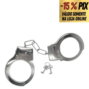HANDCUFFS - ALGEMAS DE METAL SIMPLES COM TRAVA DE SEGURANÇA E CHAVE