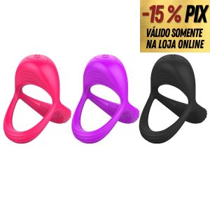 ANEL PENIANO TRIPLO COM VIBRO ESTIMULADOR DE CLITÓRIS