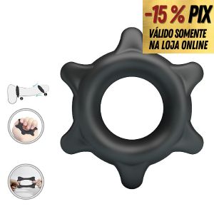 ETHANIEL - ANEL PENIANO EM SILICONE COM TEXTURA ONDULAR 