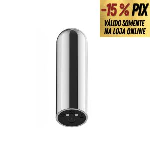 VIBRADOR BULLET PRATA RECARREGÁVEL COM 10 MODOS DE VIBRAÇÕES