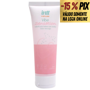 VIBE SENSATION LUBRIFICANTE BEIJÁVEL SABOR MORANGO COM EFEITO VIBRAÇÃO - INTT