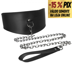 RAINHA SADO - COLEIRA EM COURO SINTÉTICO COM GUIA