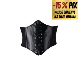 CORSET COM AMARRAÇÃO EM COURO SINTÉTICO E ELASTANO