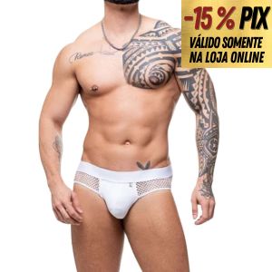 CUECA SUPLEX BRANCO COM ARRASTAO ABERTO ATRAS