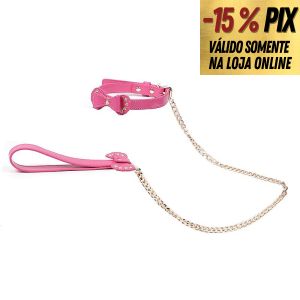 COLEIRA ROSA COM GUIA