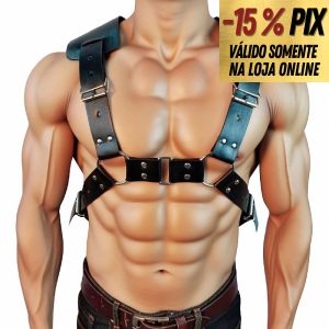 HARNESS PEITORAL EM COURO SINTÉTICO REFORÇADO