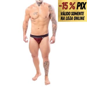 JOCK LANTEJOULA VERMELHA COM ELÁSTICO EM CIRRÊ