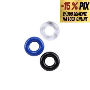 ANEL PENIANO EM SILICONE RESISTENTE - KIT COM 3 UNIDADES