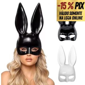 M&Aacute;SCARA DE COELHO COM ORELHAS LONGAS EM PL&Aacute;STICO COM EL&Aacute;STICO