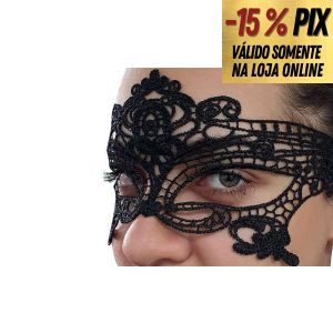 MÁSCARA SENSUAL EM RENDA COM AMARRAÇÃO EM CETIM