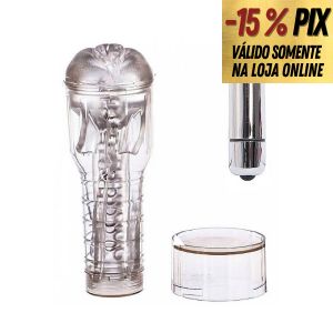 MASTURBADOR LANTERNA TRANSPARENTE COM VIBRO