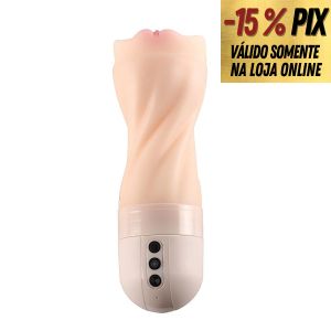 MASTURBADOR RECARREGÁVEL EM FORMATO DE VAGINA COM SUCÇÃO E VIBRAÇÃO