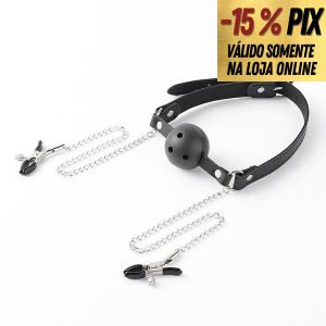 MORDAÇA COM PRENDEDOR DE MAMILOS