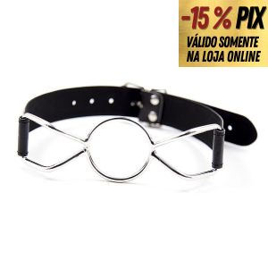 MORDAÇA DE METAL E COURO SINTÉTICO