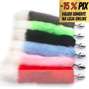 PLUG  ANAL RABO DE RAPOSA BICOLOR - 40CM - TAM.P