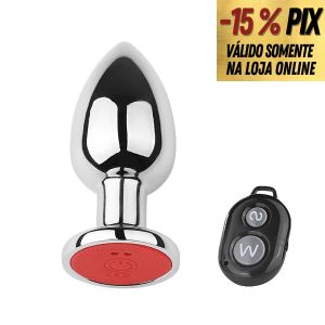 PLUG ANAL DE AÇO RECARREGÁVEL  COM 10 MODOS DE VIBRAÇÕES E CONTROLE - TAM P 