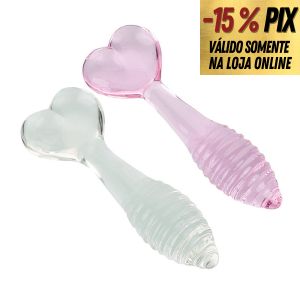 PLUG ANAL DE VIDRO COM BASE DE CORAÇÃO