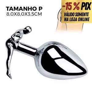 PLUG ANAL DE AÇO TAM. P COM BASE EM FORMATO DE HOMEM