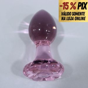 PLUG ANAL EM VIDRO TEMPERADO COM BASE EM FORMATO DE FLOR