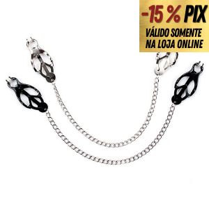 PRENDEDOR DE MAMILO COM CORRENTE EM METAL