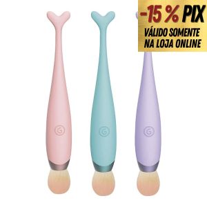 VIBRADOR RECARREGÁVEL EM FORMATO DE PINCEL DE MAQUIAGEM