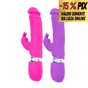 VIBRADOR RABBIT PONTO G E CLITÓRIS EM SILICONE COM 10 MODOS DE VIBRAÇÕES